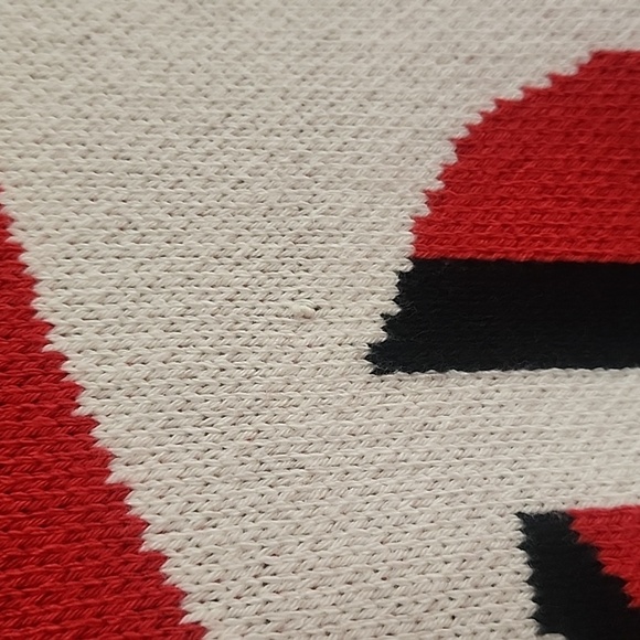 New! Anthropologie Maeve Graphic Monogram Sweater Red Black White Size Small - Picture 8 of 11